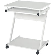 Scrivania Computer con Ruote ¨C Xylo ¨C Bianco con Ripiano Tastiera e Scaffale