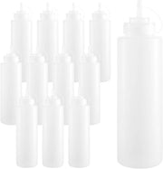 12 bottiglie di plastica per condimenti 1000 ml trasparenti con chiusura a vite per salse, spezie, insalate