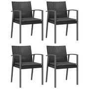Sedie da Giardino con Cuscini 4 pz | Sedie da Esterno Nere 56,5x57x83 cm Polyrattan