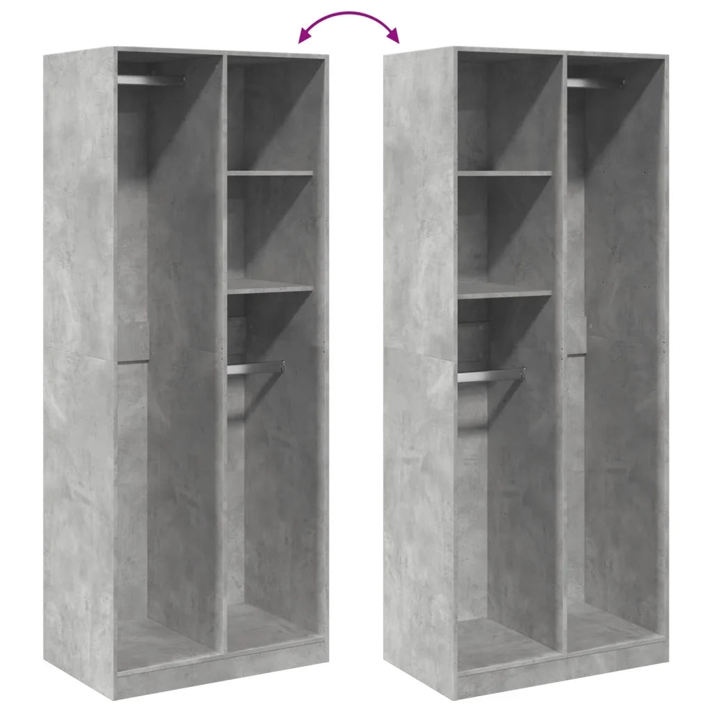Armadio Grigio Cemento 80x50x200 cm in Legno Multistrato