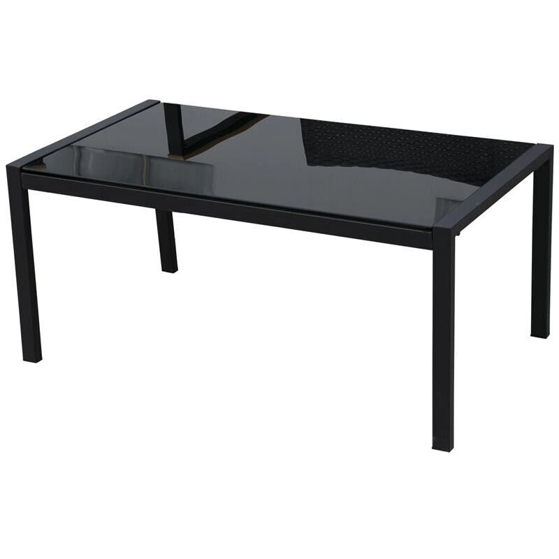SET 4 PEZZI SALOTTINO DA GIARDINO IN PE RATTAN CON BRACCIOLI IN LEGNO NERO