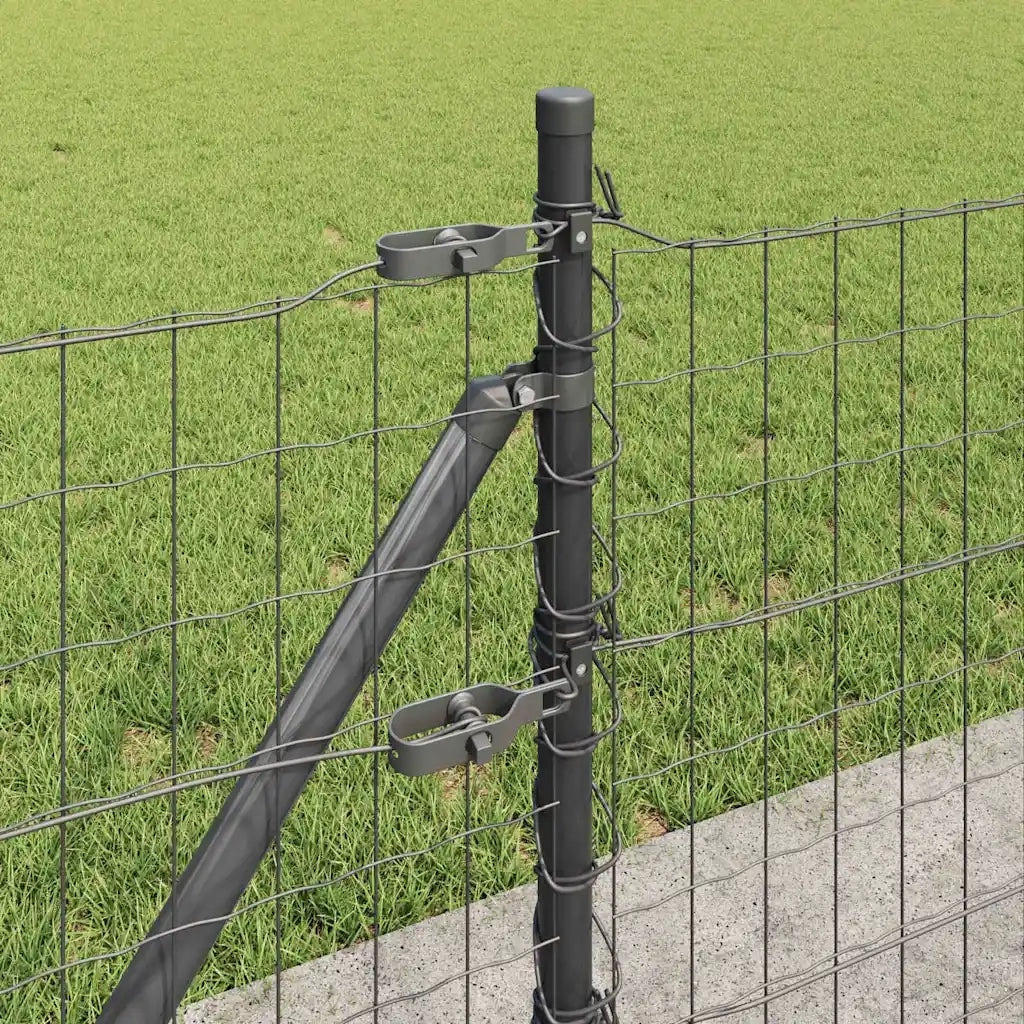 Recinzione con Posto Grigio 0,4 x 50 m Acciaio e PVC