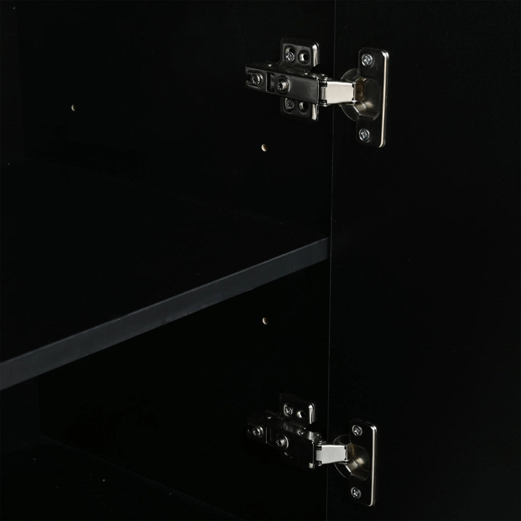 Credenza con 3 ante e 6 vani; finitura lucida - per soggiorno - 160×35×60 cm - nero