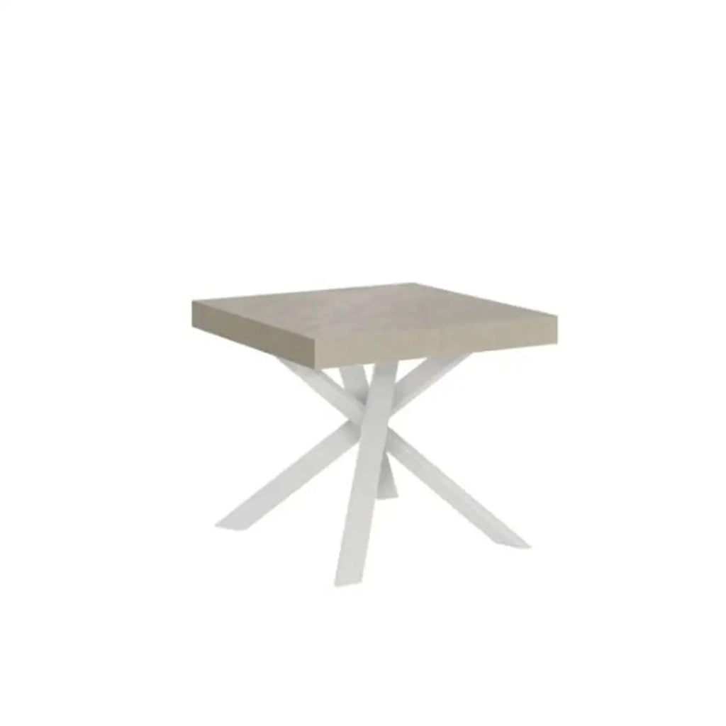 Tavolo allungabile 90/194x90 cm Clerk cashmere gambe bianche