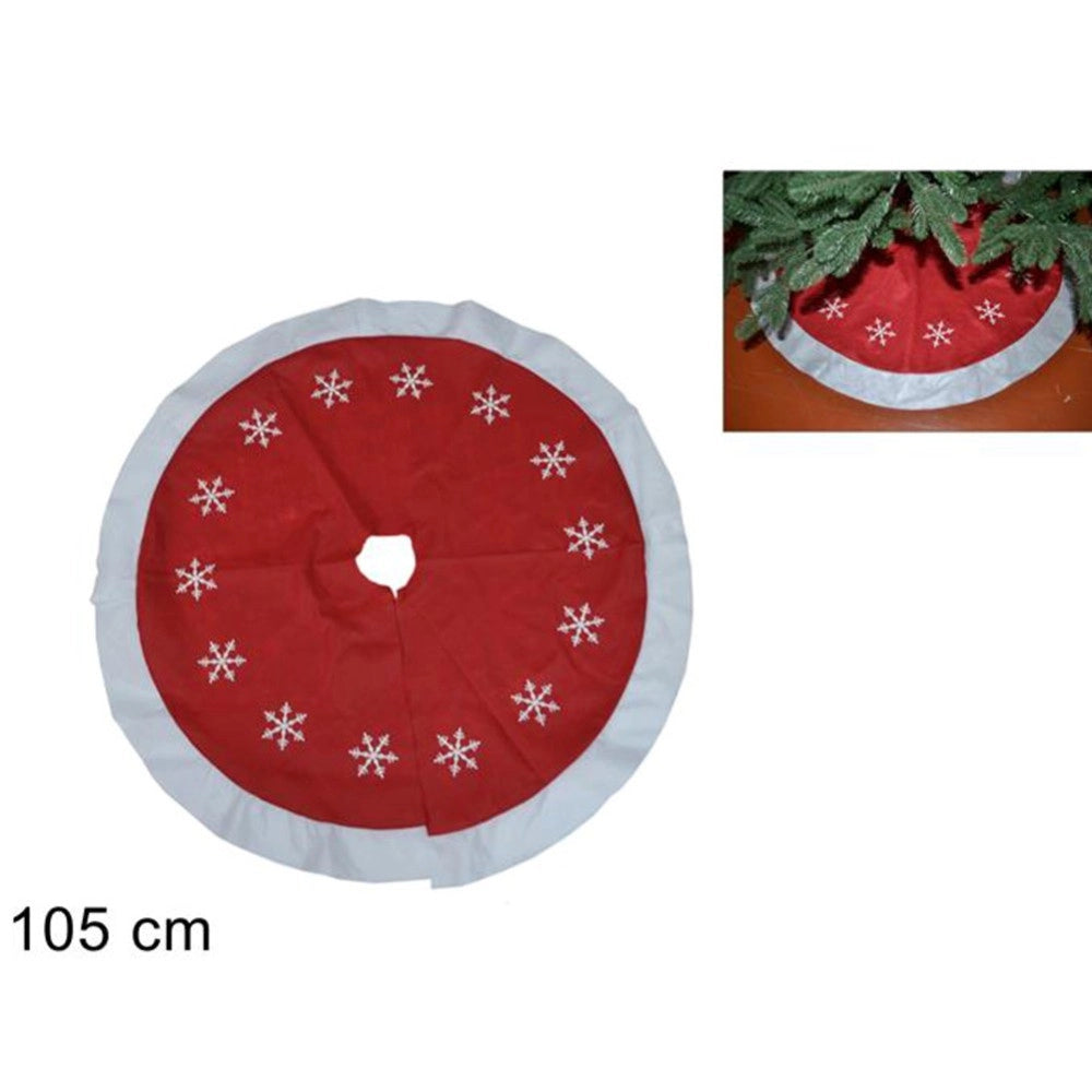 Trade Shop - Tappeto Gonna Copertura Base Albero Di Natale 105cm Rosso Decorazioni Natalizie -