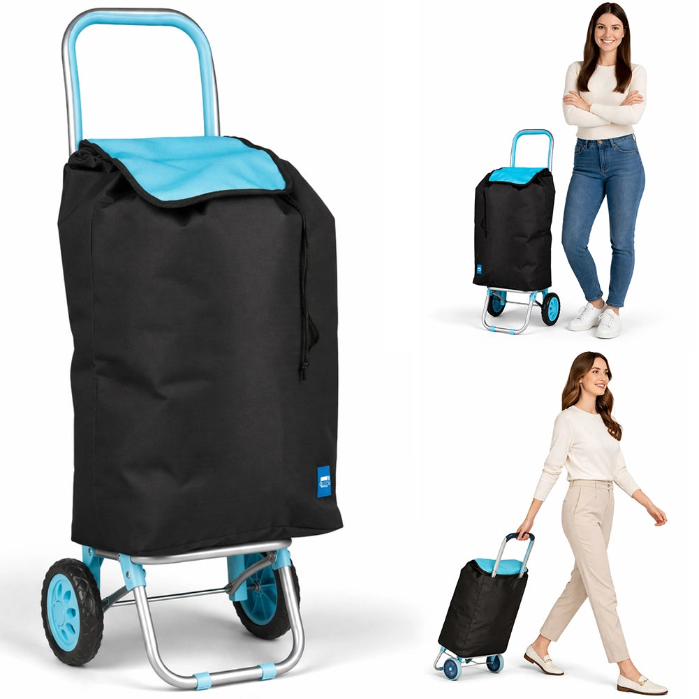 Carrello per la Spesa Poseidon Trolley con Rivestimento Termico 36x30x90 cm e Ruote Blu