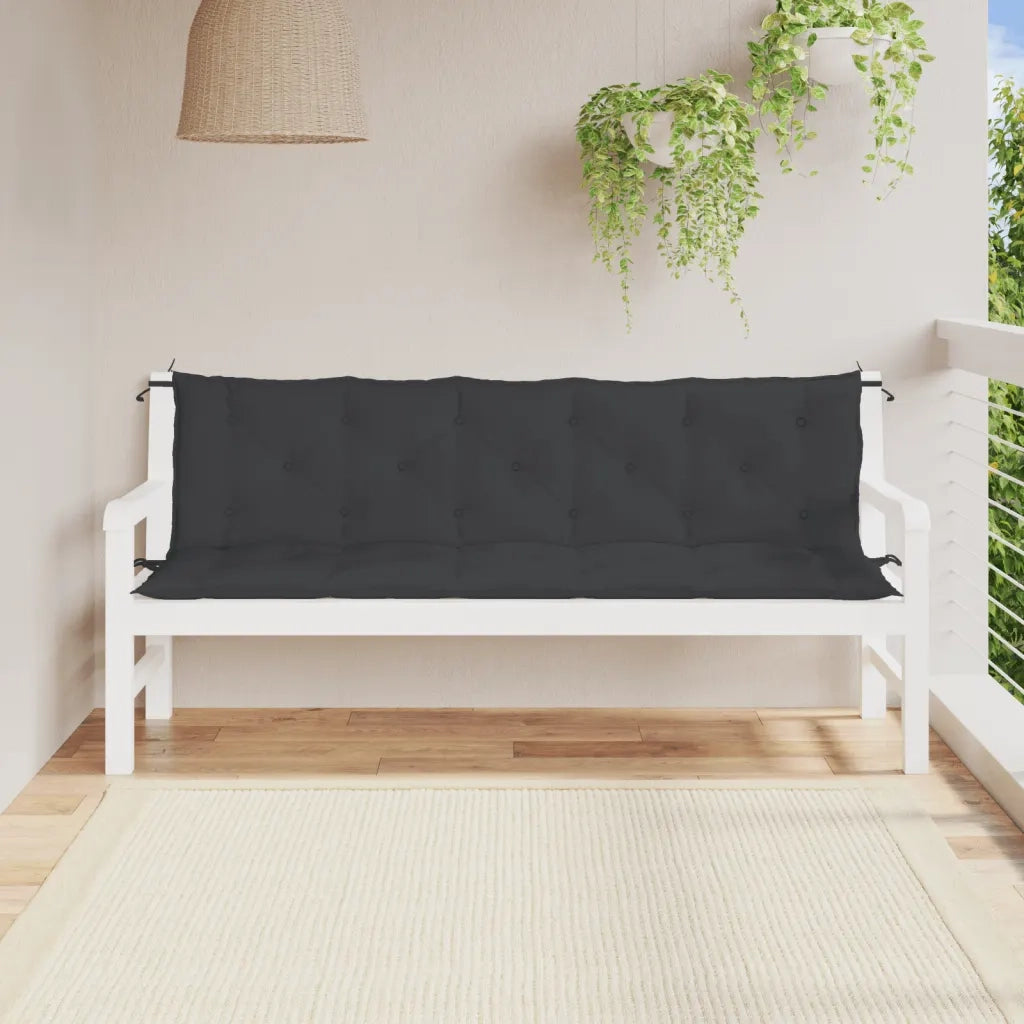 Cuscini Panca da Giardino 2 pz-Set di 2 Cuscini per panchina da esterno Neri 180x50x7cm Tessuto Oxford