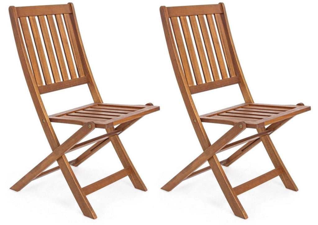 Set 2 Sedie Pieghevoli da Giardino 47,5x60x92 cm in Legno Mali Natural