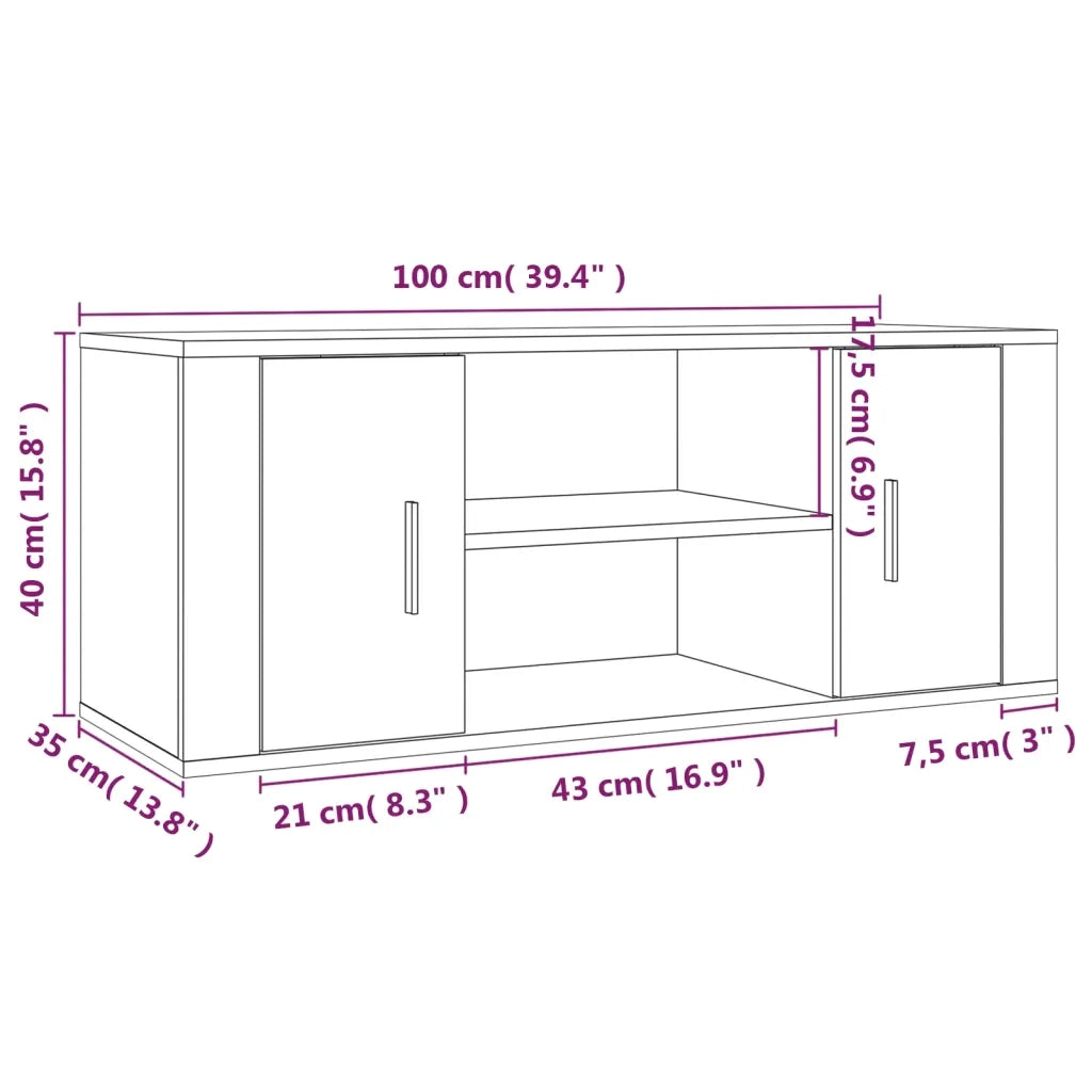 Mobile TV Grigio Sonoma 100x35x40 cm in Legno Multistrato cod mxl 26168