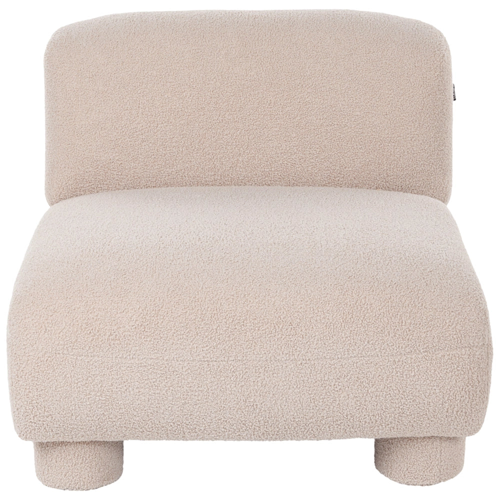 Set da salotto 4 posti con pouf, modulare dal profilo ribassato in stile organico e curvo beige