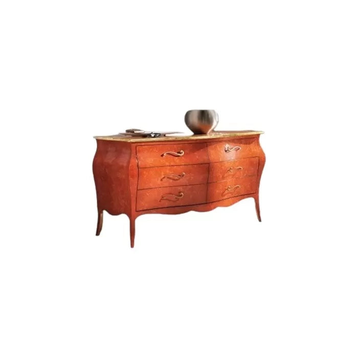 ComÒ bombato classico 6 cassetti arancione oro 162x58 x85 (3246) - Mobili 2G
