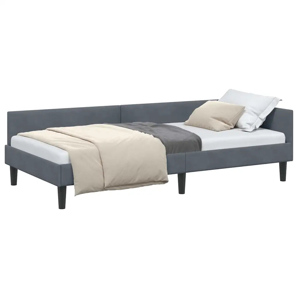 vidaXL Struttura del letto ad angolo Grigio scuro 90 x 190 cm