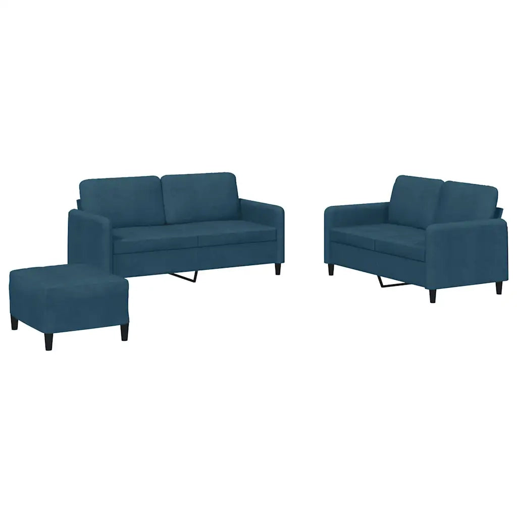 Set di Divani 3 pz Blu in Velluto 3201993