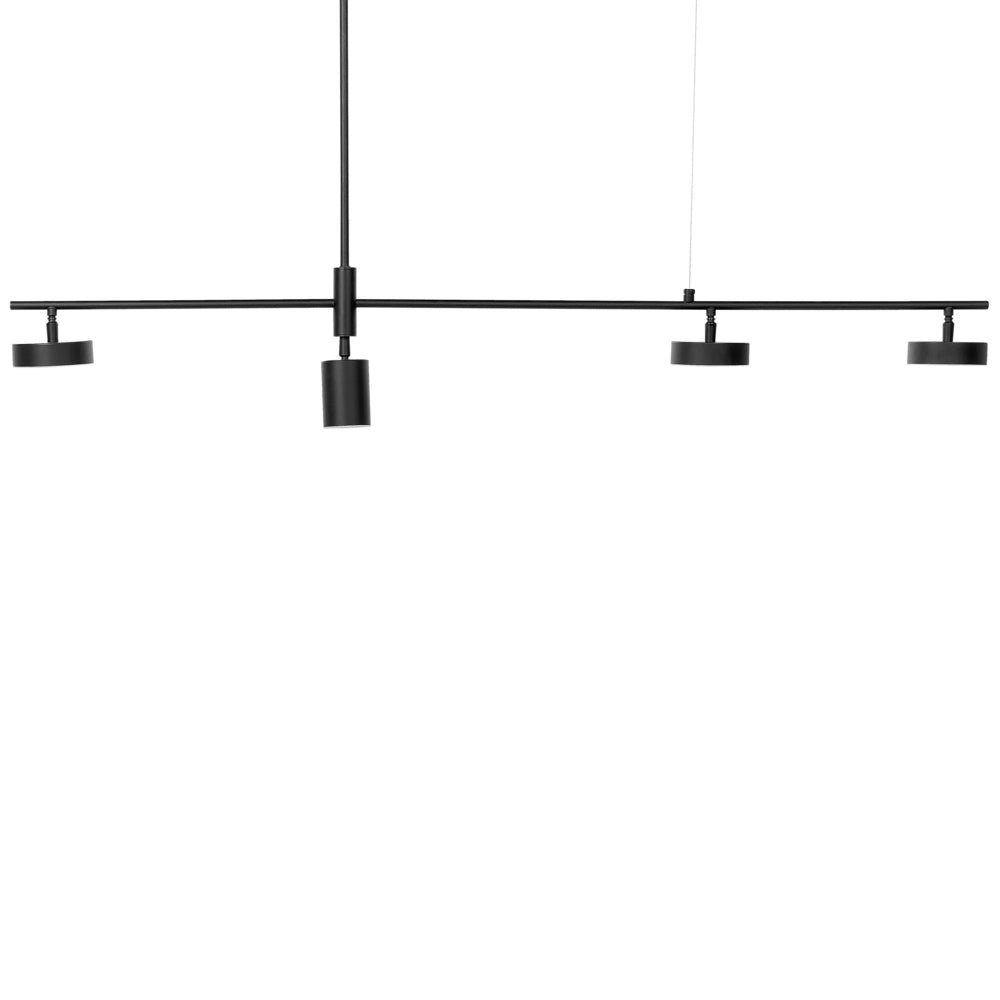 Lampadario LED in metallo nero 69 cm 4 luci binario moderno sala da pranzo soggiorno