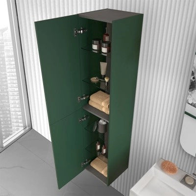 Colonna bagno sospesa 160 cm Melody verde bosco con ante reversibili