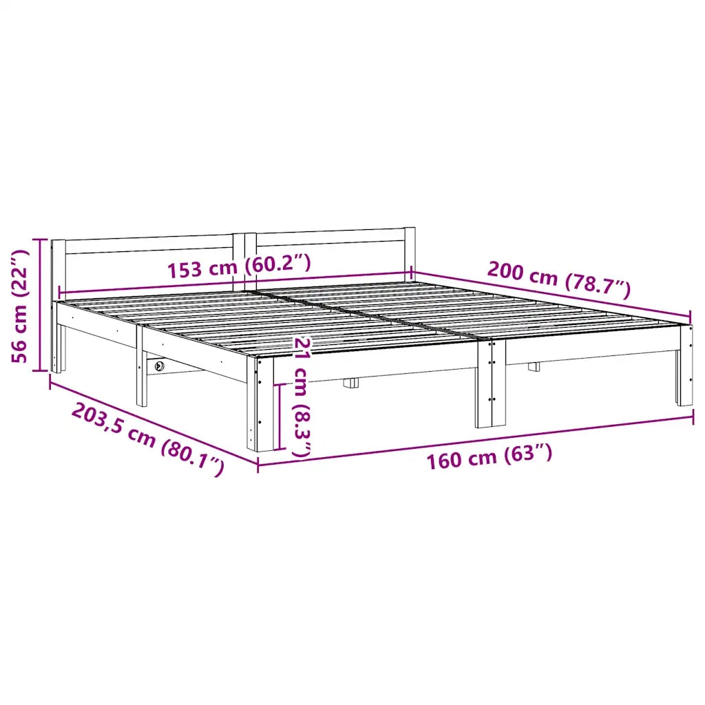 Giroletto senza Materasso 160x200 cm in Legno Massello di Pino 859229