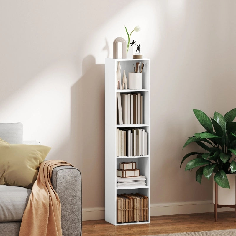 Libreria a 5 ripiani con mensole regolabili, bianca, 30 x 24 x 133,5 cm