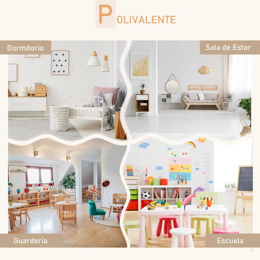 Tavolo e Sedie per Bambini in Legno ¨C zephmum ¨C Naturale e Bianco