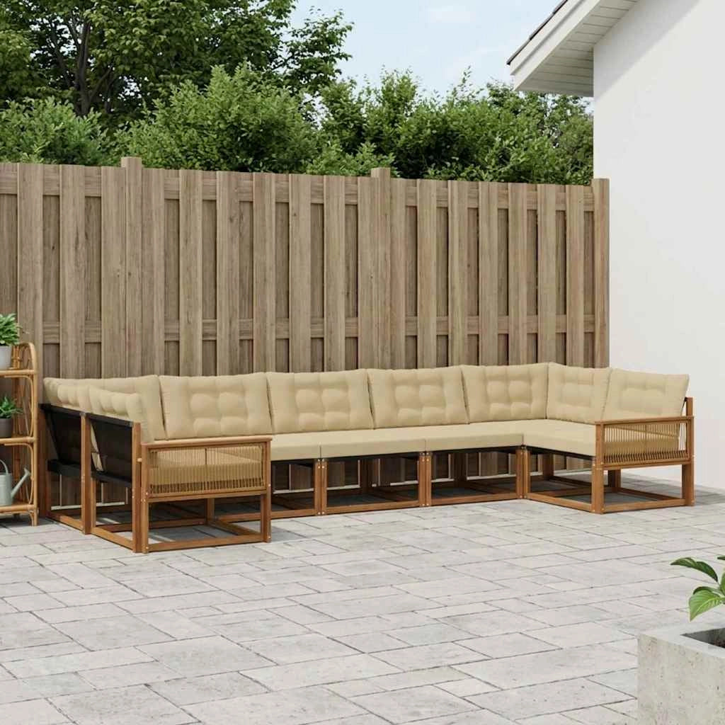 Set di divani da esterno 7 pz Naturale e Beige 3381669