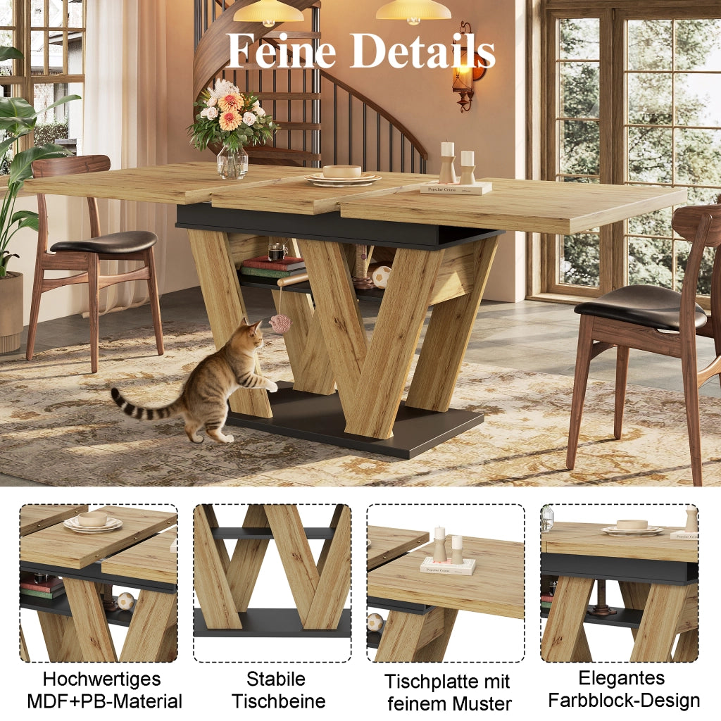 TAVOLO ALLUNGABILE 119-158,5 x 80 x 75 cm MDF Nero/Naturale