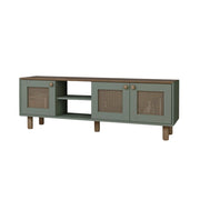 Porta TV in legno e canna "Bohemian" - 160 x 40 x 56 cm - Verde