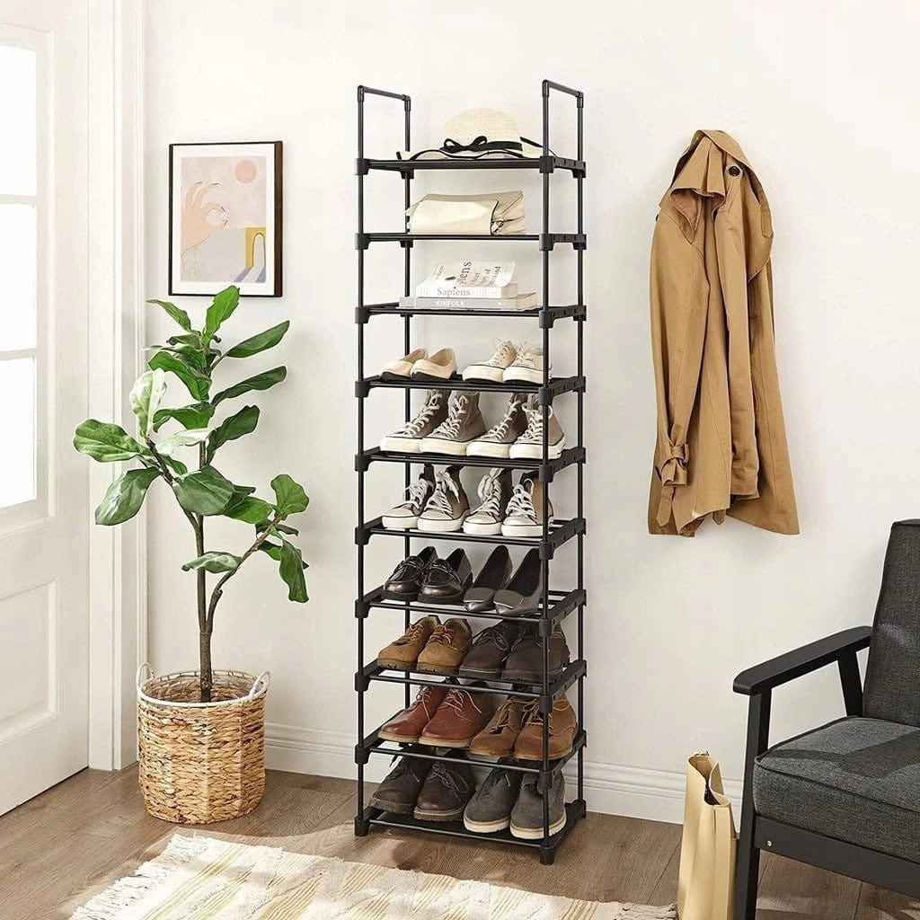 Scarpiera Valora a 10 ripiani, stile loft, colore nero