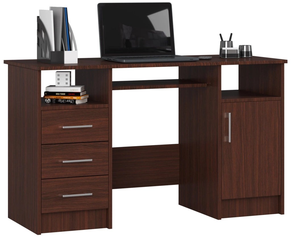Scrivania AKORD ANA Wengé 124 cm 1 anta 3 cassetti 124x52x74 cm