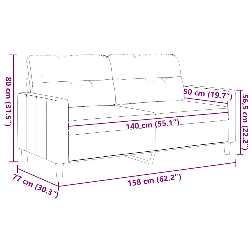 Divano a 2 Posti Crema 140 cm in Tessuto 359237