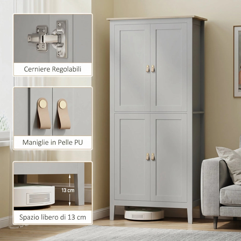 Credenza Cucina con Luce LED ¨C zephmum ¨C Bianco 177 cm