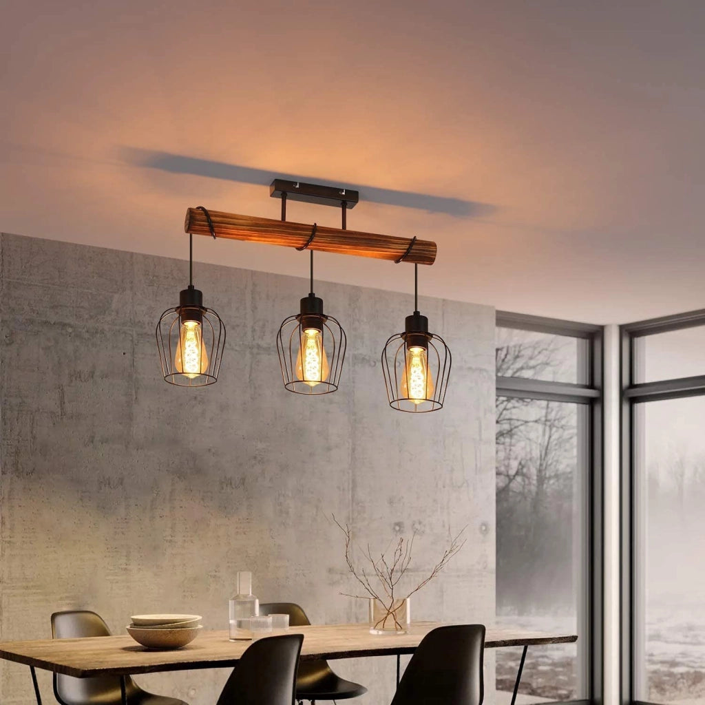 ZMH Lampada da soffitto 3 luci design retrò nero metallo E27 senza lampadina