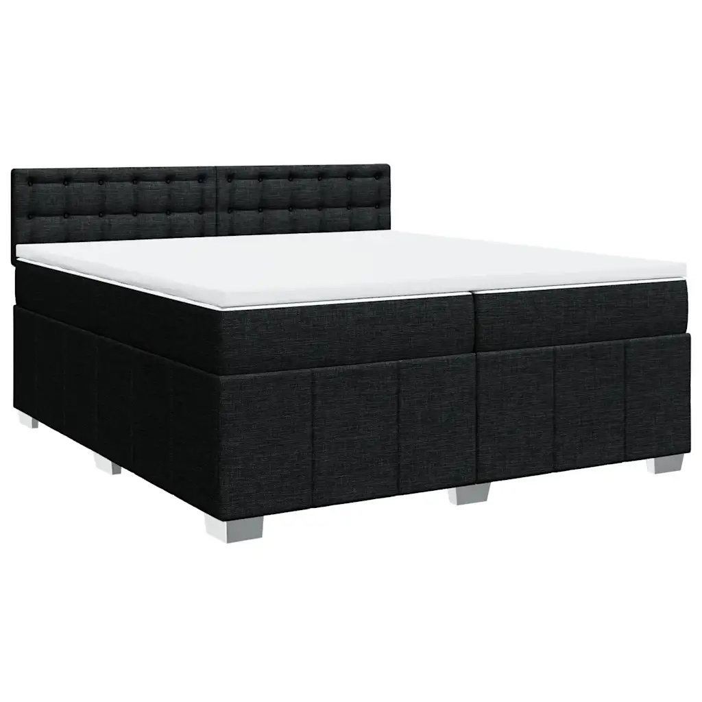 Giroletto a Molle con Materasso Nero 200x200 cm in Tessuto 3289491