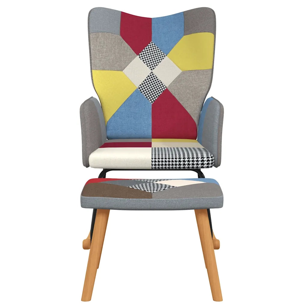Sedia a Dondolo con Poggiapiedi in Tessuto Patchwork CFW8126411
