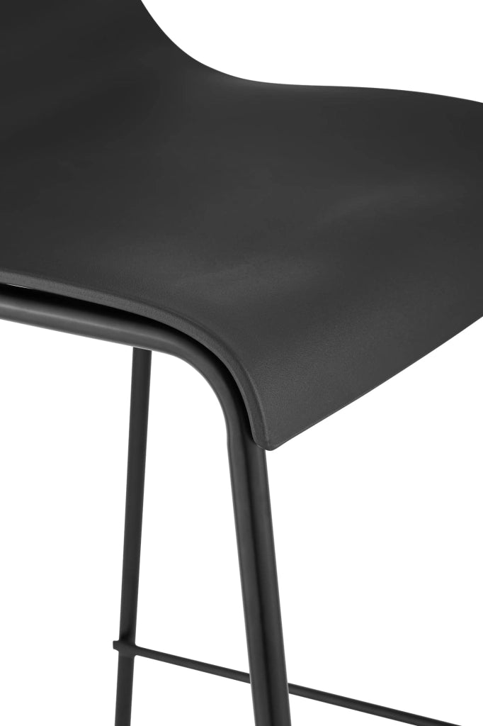 Set di 2 sgabelli da bar Hoover con struttura a 4 piedi in plastica nera 5