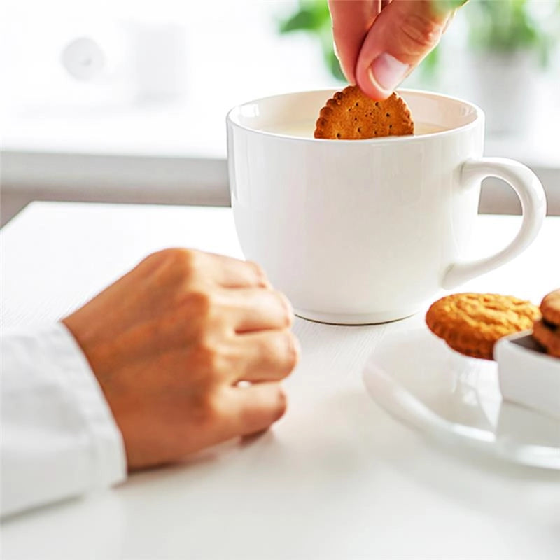SET 6 TAZZE BIANCHE IN CERAMICA 450 ML PER COLAZIONE CON MANICO PER CASA E HOTEL PER CAPPUCCINO, CAFFE', GELATO E FRUTTA