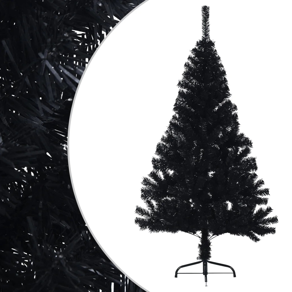 Albero di Natale Artificiale a MetÃ  con Base Nero 120 cm PVC