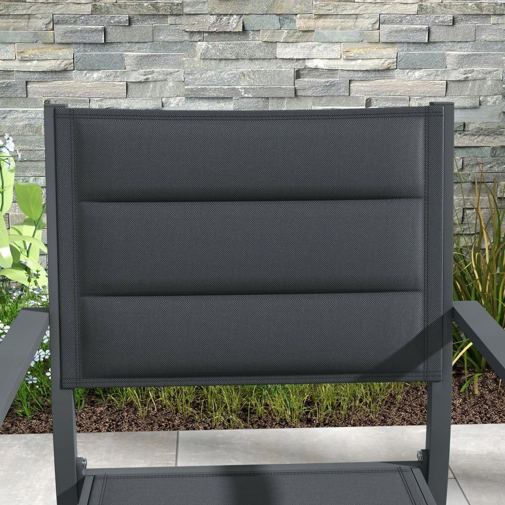 Set 4 sedie da giardino impilabili - Xylo - alluminio e textilene con braccioli grigio