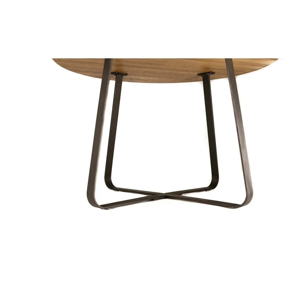 Tavolo da pranzo NOVES – Rotondo diametro 120 cm – Effetto legno e gambe nere – Stile moderno