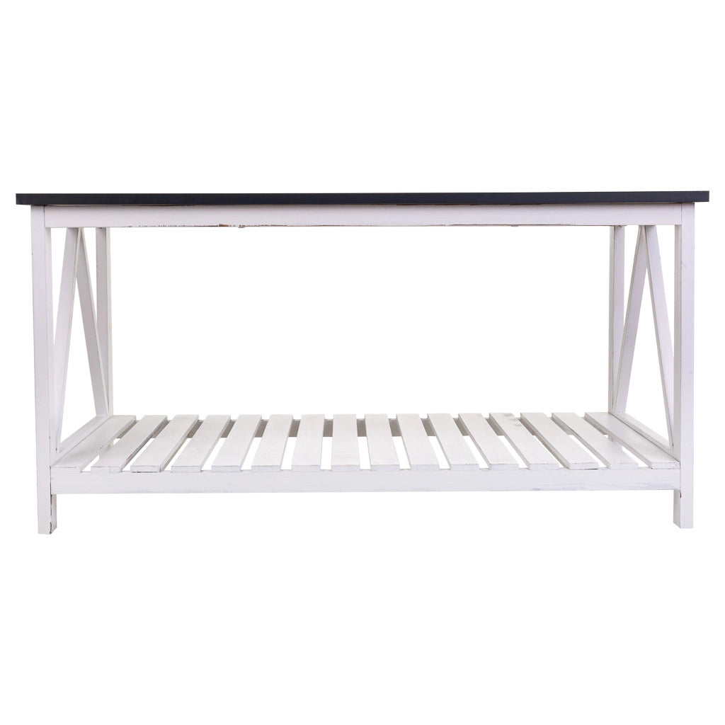Tavolino in legno bianco 92x53x46h