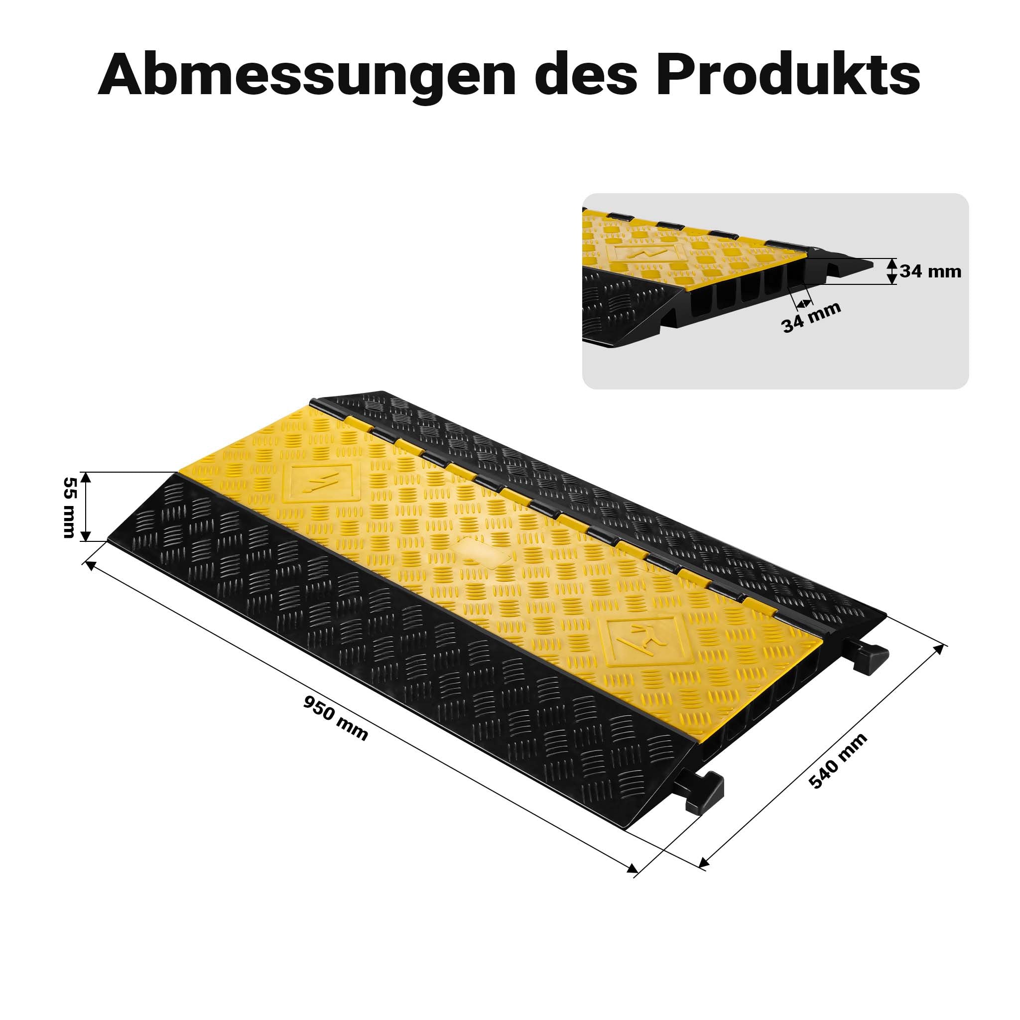 Canalina passacavi carrabile, 930x540x55mm, 5 canali, max 30 t, Pedana copricavo