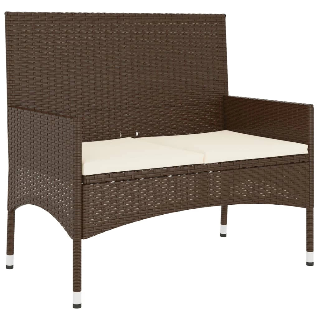 Panca da giardino 90 x 51 x 85 cm arredo da esterno per terrazza a 2 posti con cuscini marroni in resina intrecciata 02_0011777
