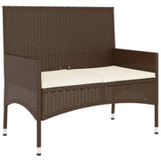 Panca da giardino 90 x 51 x 85 cm arredo da esterno per terrazza a 2 posti con cuscini marroni in resina intrecciata 02_0011777
