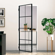 Porta Interna Nera 83x201,5cm Vetro Temperato Alluminio Sottile 153663