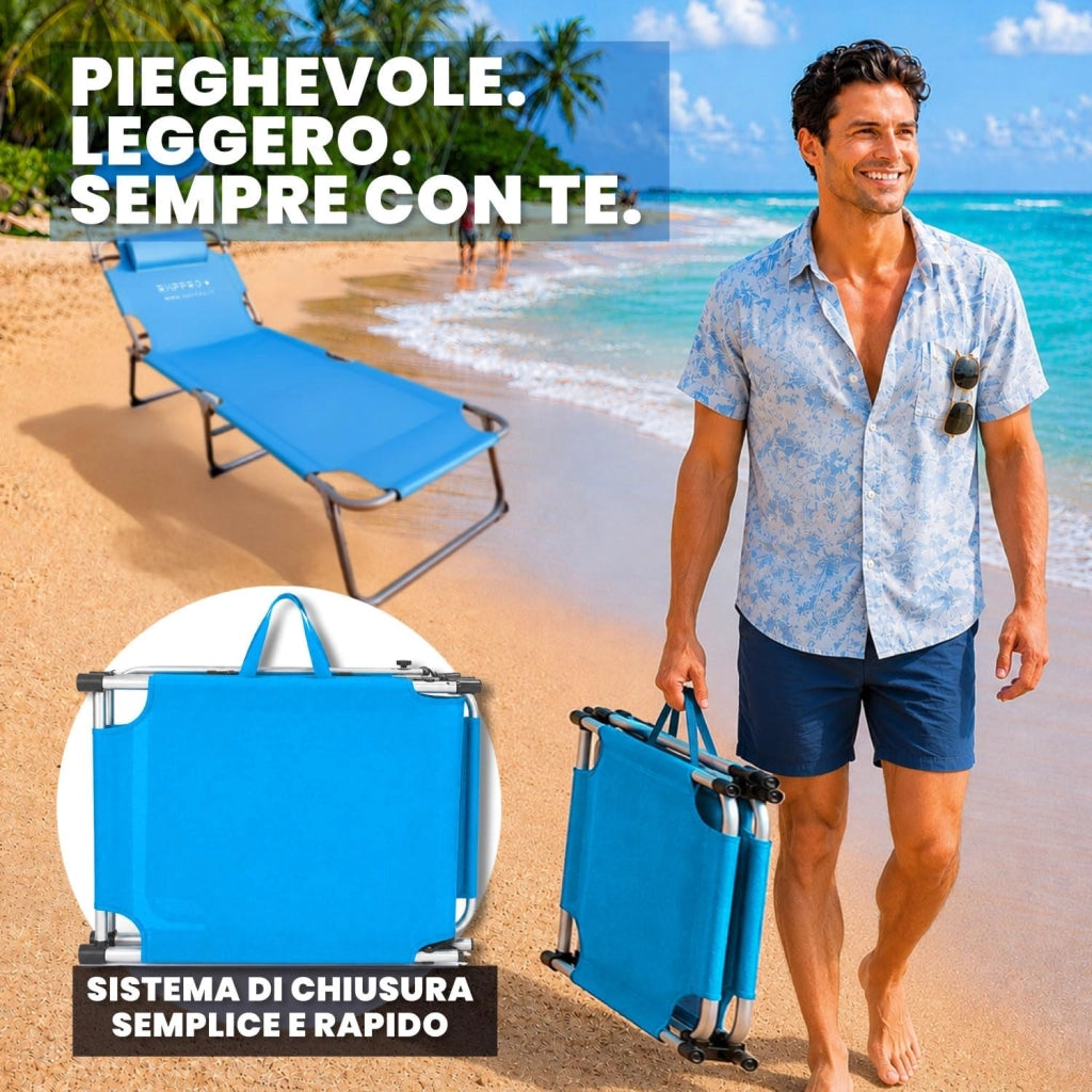 RMF PRO LETTINO PIEGHEVOLE CON PARASOLE BLU