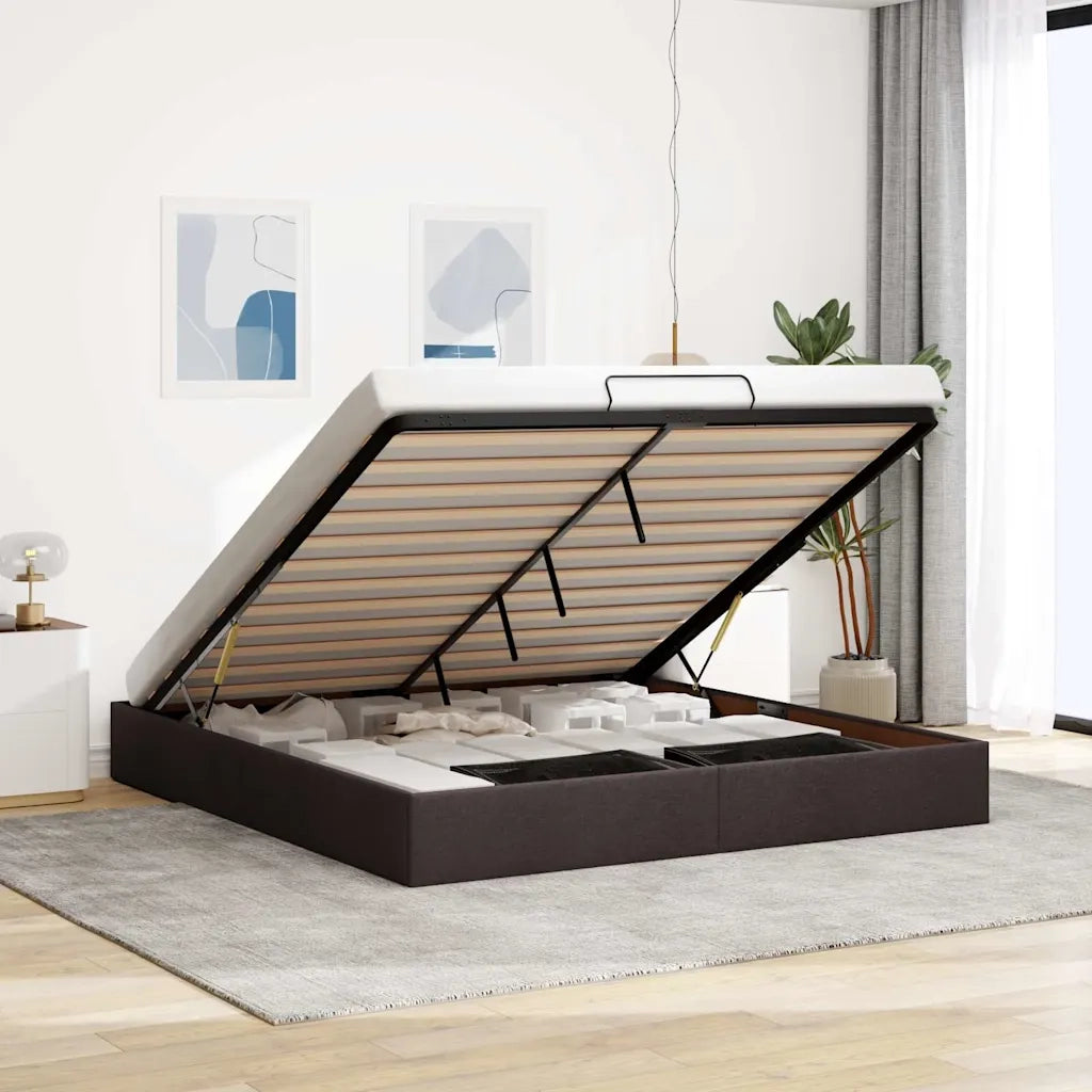 Struttura Letto Pouf senza Materasso-Giroletto 200x200 cm in Tessuto