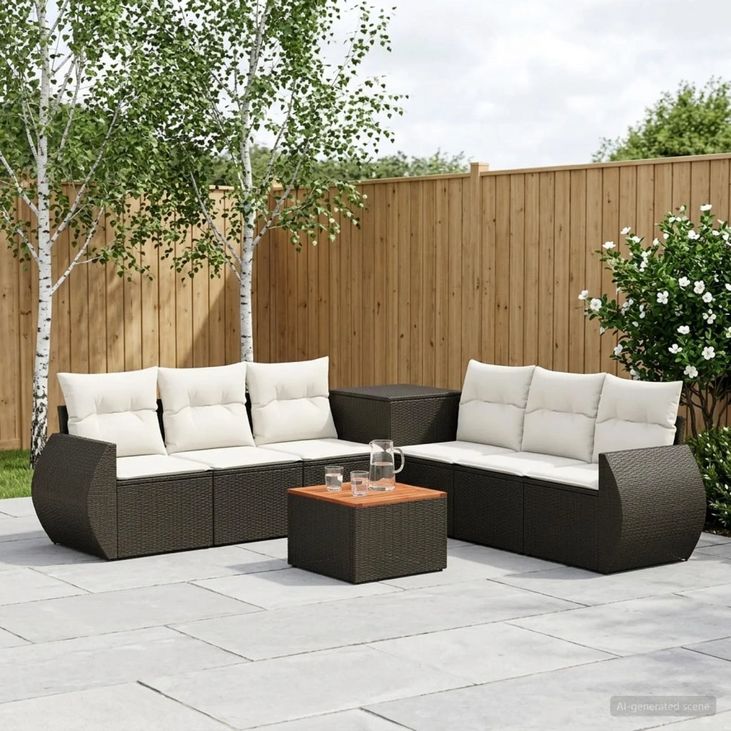 Set di divani 8 pz Nero e Bianco Crema 3448429