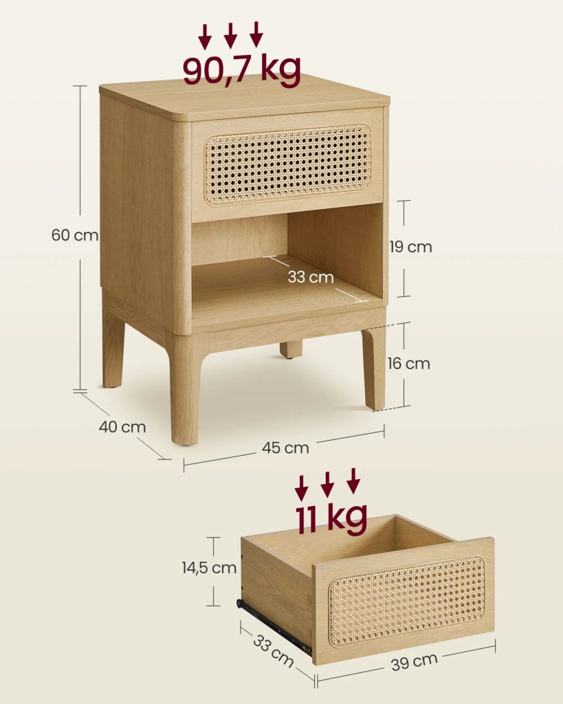 Comodino con cassetti 40 x 45 x 60 cm beige 12_0007653