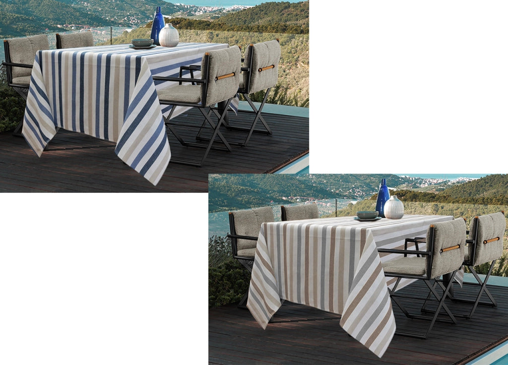 Tovaglia Miros Resinata Antimacchia Copritavolo Cucina Disegno James - 140x240 - Blu
