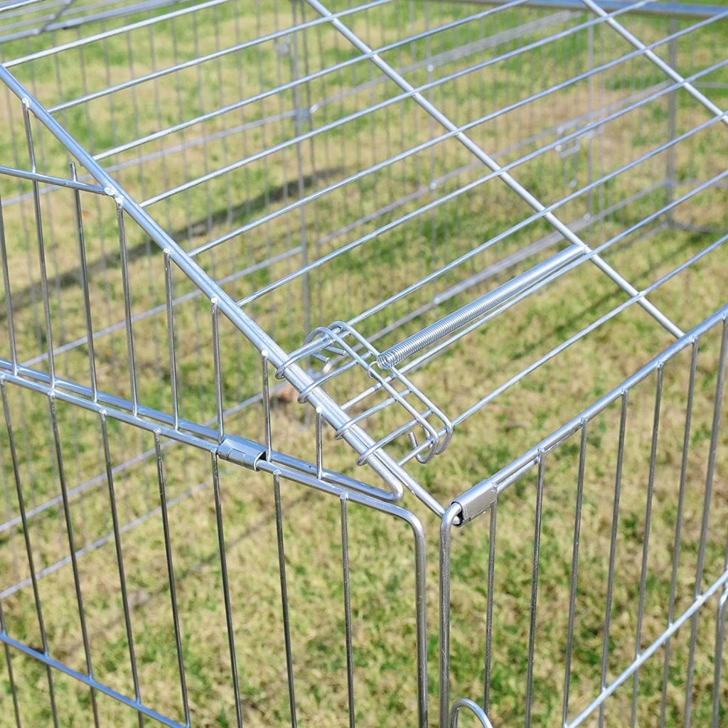 Recinto per Conigli Esterno Pollaio Galline in Metallo Recinzione Rete Gabbia per Piccoli Animali Giardino, Maglia metallica di 4cm, 220x103x103 cm, 0200HT