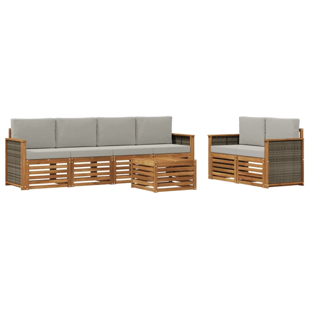 Set di divani da esterno 7 pz Naturale e Grigio Chiaro 3384047
