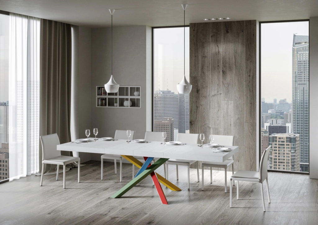 Tavolo allungabile 90x200/304 cm Volta Premium bianco frassino telaio 4/B